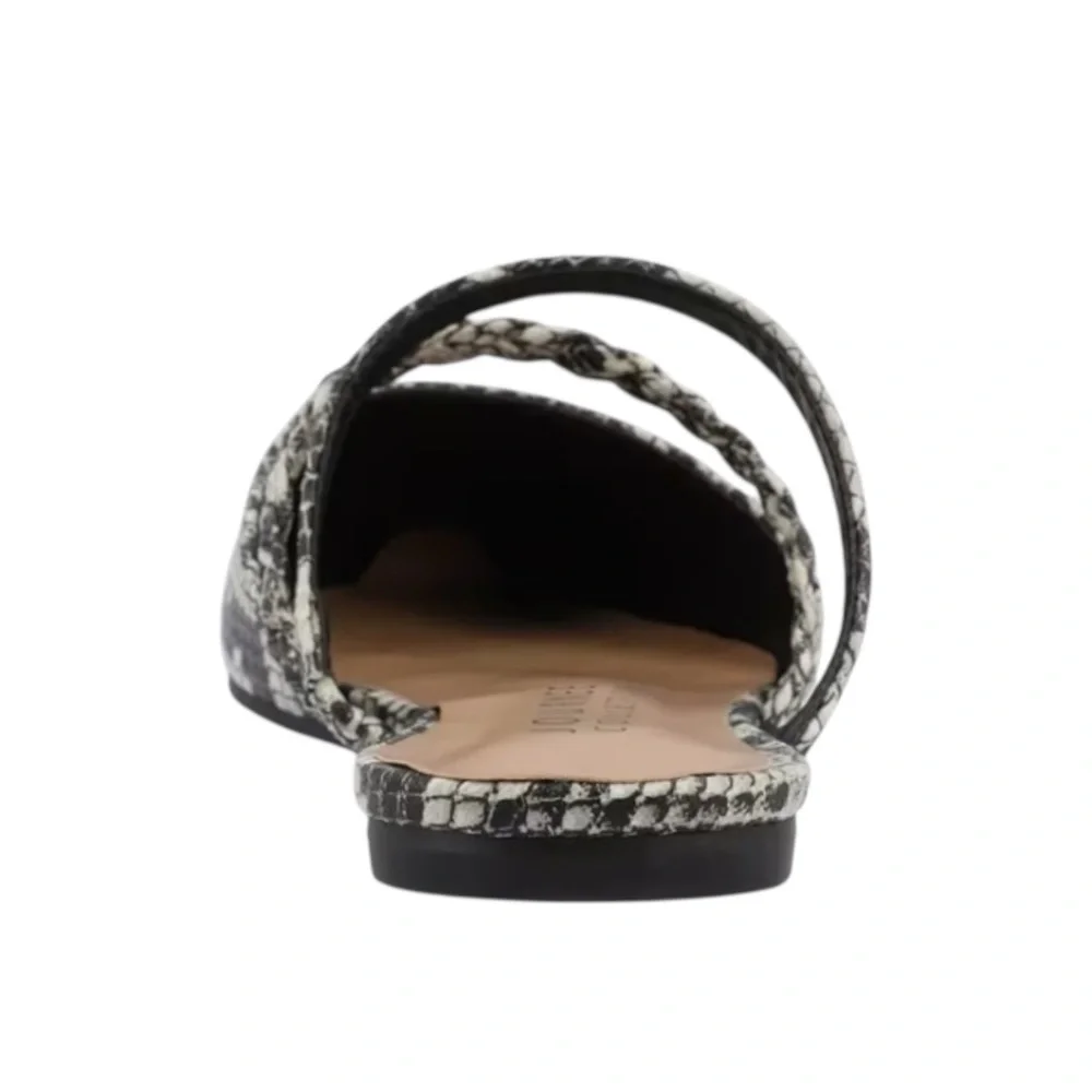 Journee Collection Olivea Pointed Toe Mule Flats Snakeskin Faux Leather 11 NEW